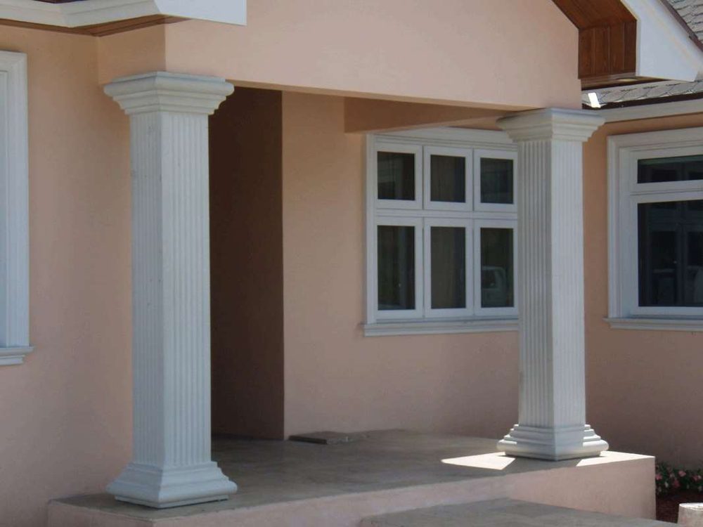 Custom foam columns installed on a residential porch